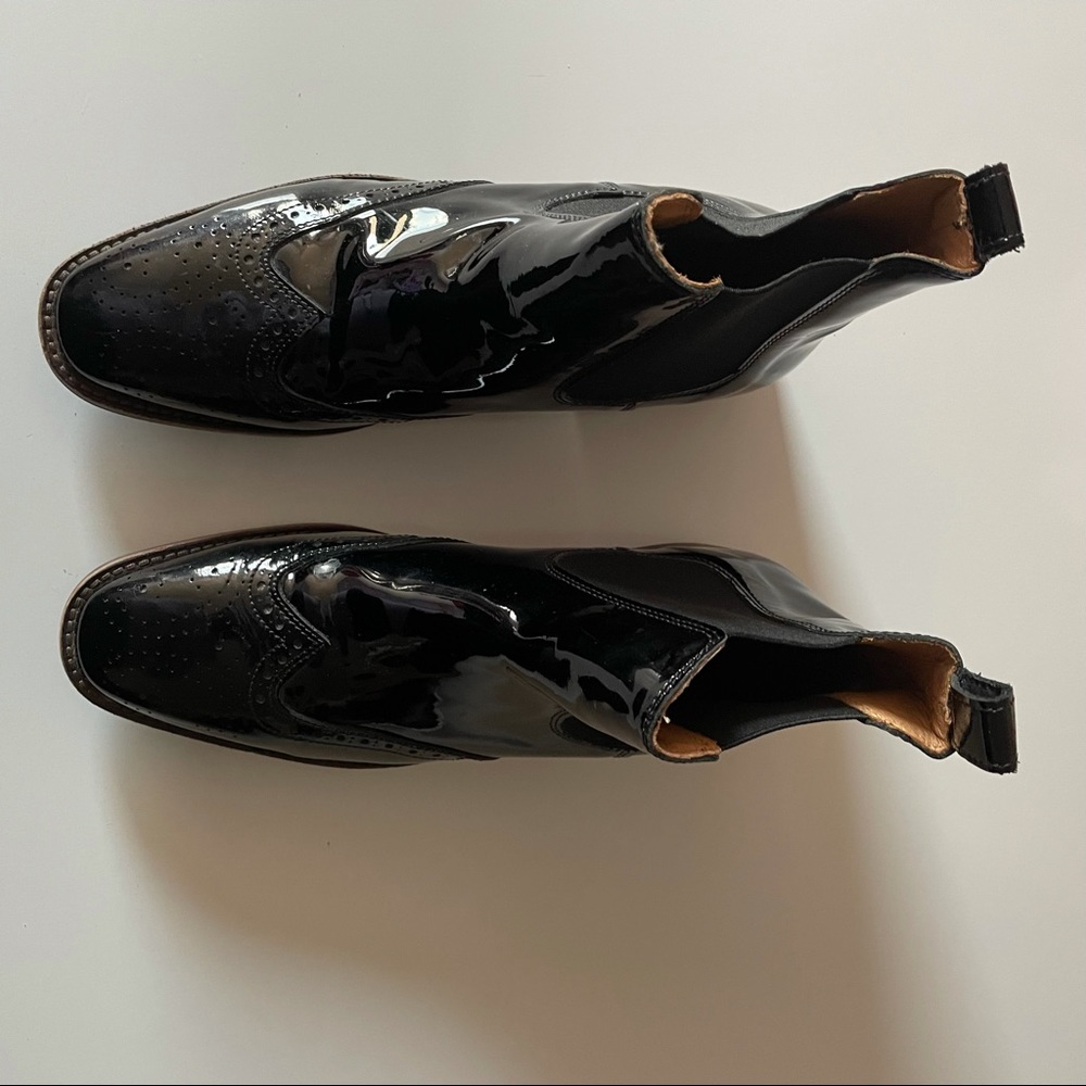 Montar Men's Patent Leather Brogue Chelsea Riding Boots